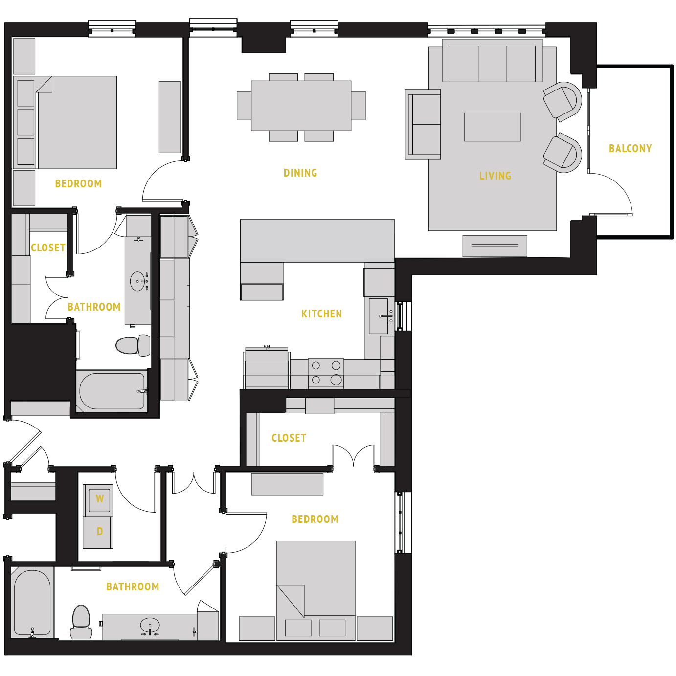 Floor plan for 2 beds, 2 baths, 1472 sqft